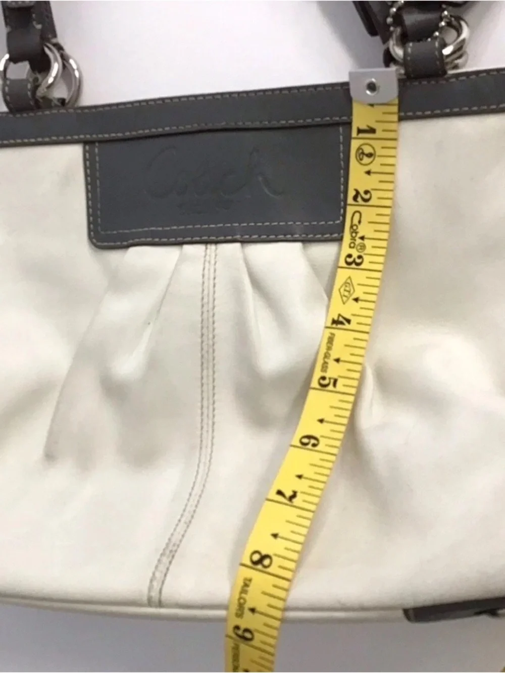 Coach Shoulder white  Gray Leather Purse